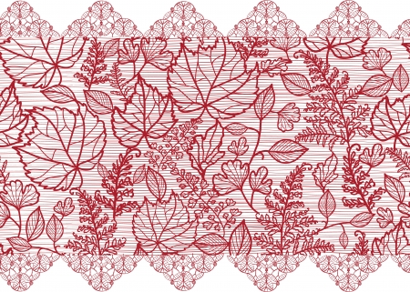 Red lace flowers horizontal seamless pattern borderのイラスト素材