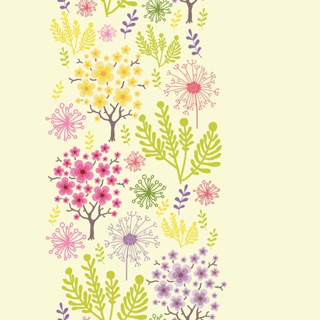 Blossoming trees vertical seamless pattern background borderのイラスト素材