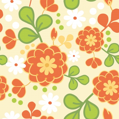 Orange kimono flowers seamless pattern backgroundのイラスト素材