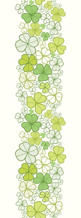 Clover line art vertical seamless pattern background borderのイラスト素材