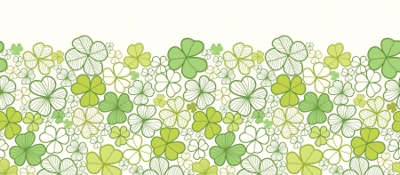 Clover line art horizontal seamless pattern background borderのイラスト素材