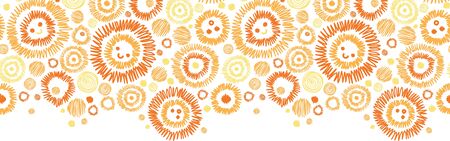 Sunny faces horizontal seamless pattern background borderのイラスト素材