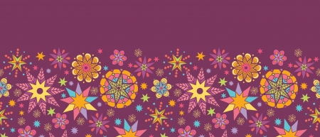 Colorful stars horizontal seamless pattern background borderのイラスト素材