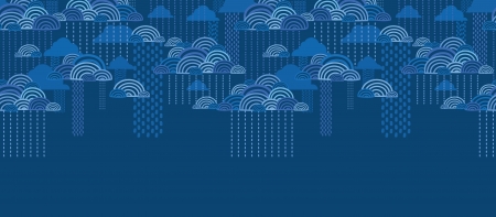 Rain clouds horizontal seamless pattern background borderのイラスト素材