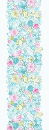Seashells line art vertical seamless pattern background borderのイラスト素材