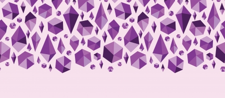 Purple geometric jewel shapes horizontal seamless pattern borderのイラスト素材
