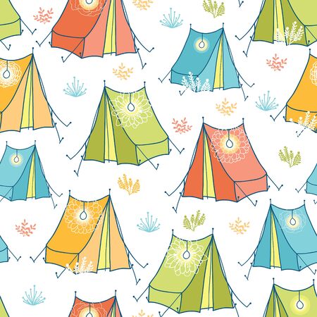 Camp tents seamless pattern backgroundのイラスト素材
