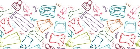Wardrobe clothing horizontal seamless pattern borderのイラスト素材