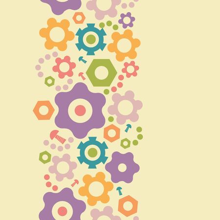 Gogwheals and gears vertical seamless pattern background borderのイラスト素材