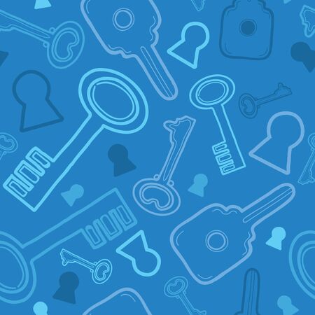 Blue keys seamless pattern backgroundのイラスト素材
