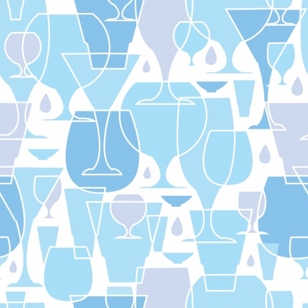 Water glasses line art seamless pattern backgroundのイラスト素材