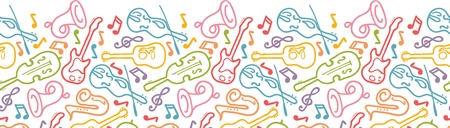 Musical instruments horizontal seamless pattern borderのイラスト素材