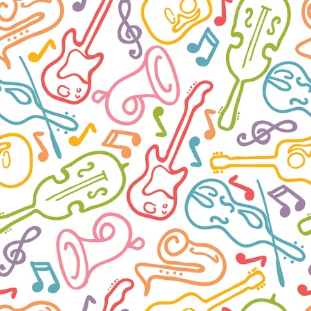 Musical instruments seamless pattern backgroundのイラスト素材
