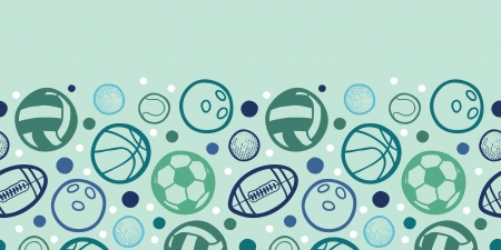 Sports balls horizontal seamless pattern background borderのイラスト素材