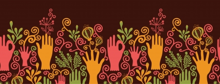 Protect our nature horizontal seamless pattern background borderのイラスト素材