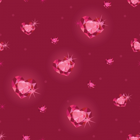 Ruby heart diamonds seamless pattern backgroundのイラスト素材