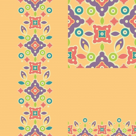Set of colorful shapes seamless pattern and borders backgroundsのイラスト素材
