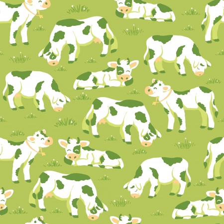 Cows on the field seamless pattern backgroundのイラスト素材