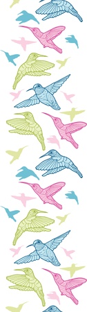 Colorful hummingbirds vertical seamless pattern borderのイラスト素材