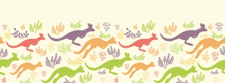 Jumping kangaroo horizontal seamless pattern borderのイラスト素材