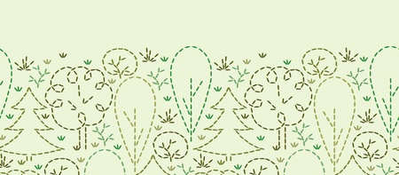 Embroidered forest horizontal seamless pattern background borderのイラスト素材