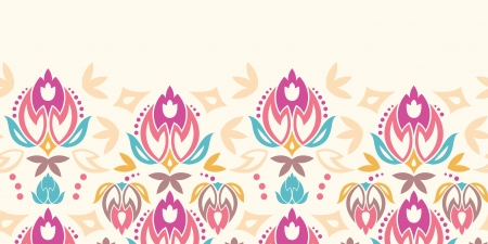 Abstract damask tulips horizontal seamless pattern backgroundのイラスト素材