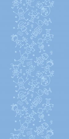 Kids playing vertical seamless pattern background borderのイラスト素材