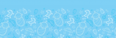 Baby boy blue horizontal seamless pattern background borderのイラスト素材