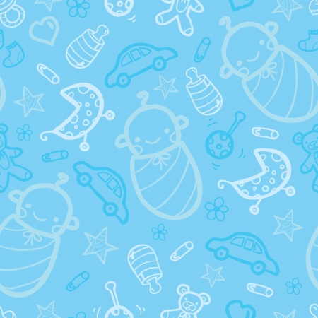 Baby boy blue seamless pattern backgroundのイラスト素材