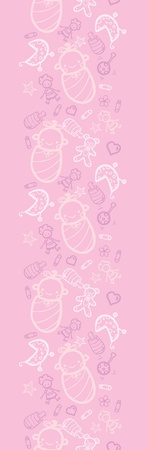 Baby girl pink vertical seamless pattern background borderのイラスト素材