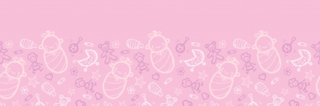 Baby girl pink horizontal seamless pattern background borderのイラスト素材