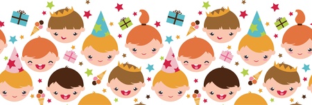 Kids at a birthday party horizontal seamless pattern backgroundのイラスト素材