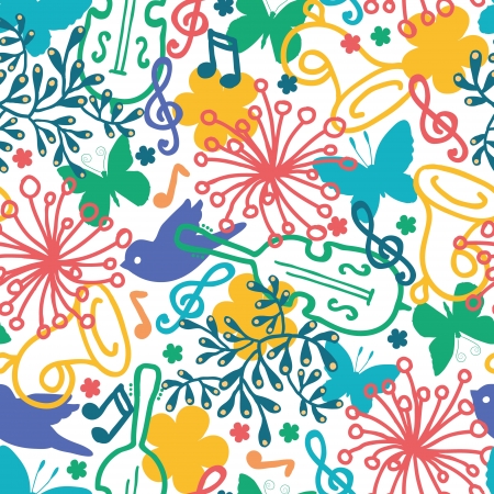 Spring music symphony seamless pattern backgroundのイラスト素材