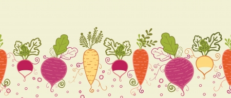 Root vegetables horizontal seamless pattern background borderのイラスト素材