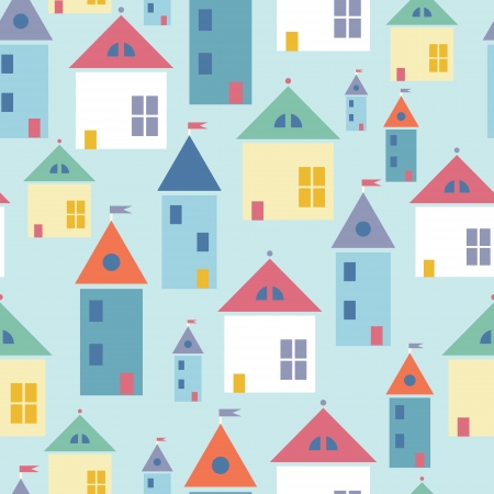 Town houses seamless pattern backgroundのイラスト素材