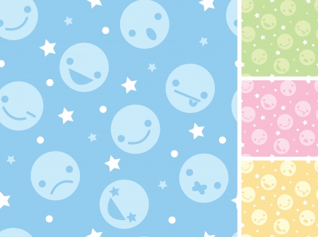 Emoticons four seamless patterns backgroundsのイラスト素材