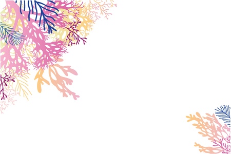 Abstract watercolor seaweed corner backgroundのイラスト素材