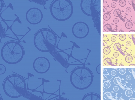 Set of frour tandem bicycles seamless patterns backgprundsのイラスト素材