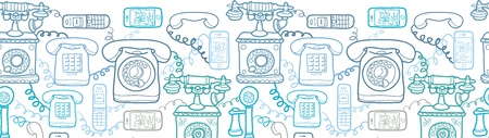 Vintage and modern telephones horizontal seamless pattern のイラスト素材