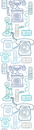 Vintage and modern telephones vertical seamless pattern のイラスト素材