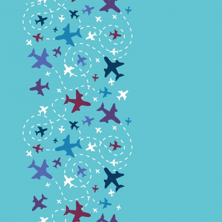 Airplanes in the sky vertical seamless pattern background borderのイラスト素材