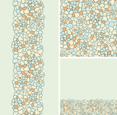 Set of pebble textured seamless pattern and borders backgroundsのイラスト素材