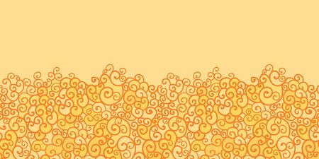Golden absract fire swirls horizontal seamless pattern borderのイラスト素材