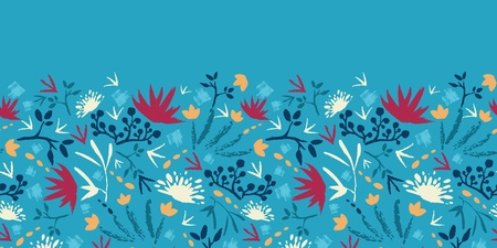 Painted abstract flowers and plants horizontal seamless pattern のイラスト素材