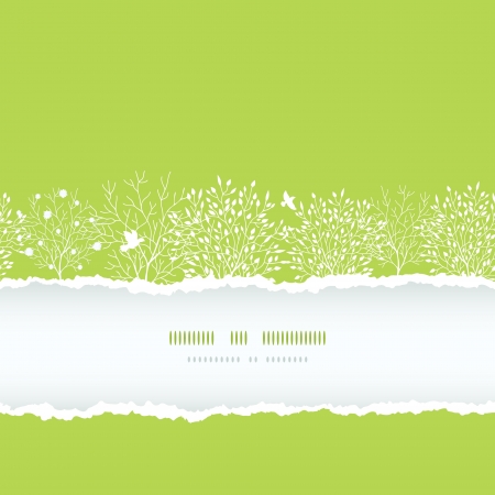 Spring trees torn paper horizontal boder seamless patternのイラスト素材