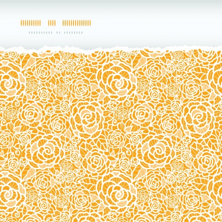 Golden lace roses torn horizontal seamless pattern backgroundのイラスト素材