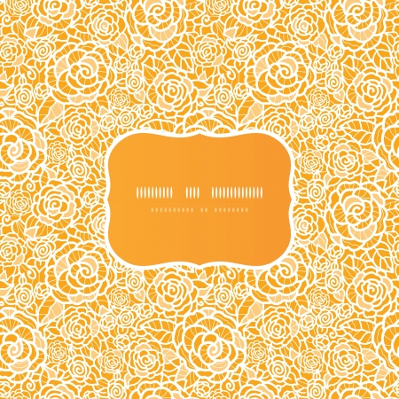 Golden lace roses frame seamless pattern backgroundのイラスト素材