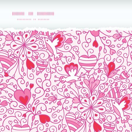 Love garden horizontal torn paper pattern backgroundのイラスト素材