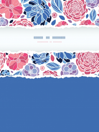 Summer flowers torn paper vertical seamless backgroundのイラスト素材