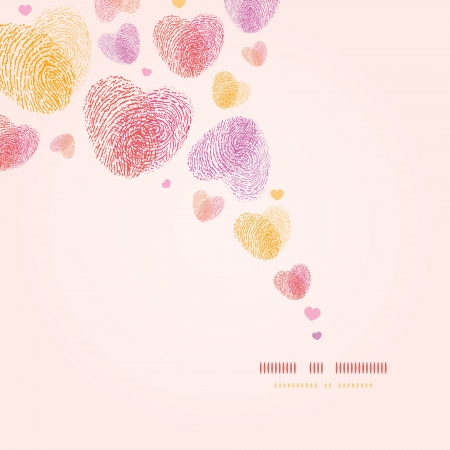 Fingerprint heart square corner romantic background cardのイラスト素材
